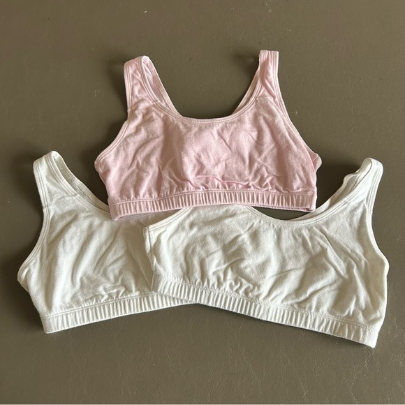 Fruit Of The Loom Training Bra Racerback Sports Bra Size 34 (2) White & (1) Pink - Picture 1 of 6